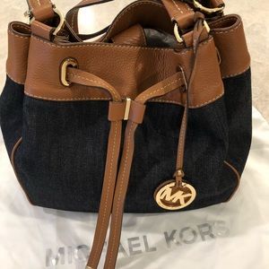 MK Denim & Leather Bucket Bag